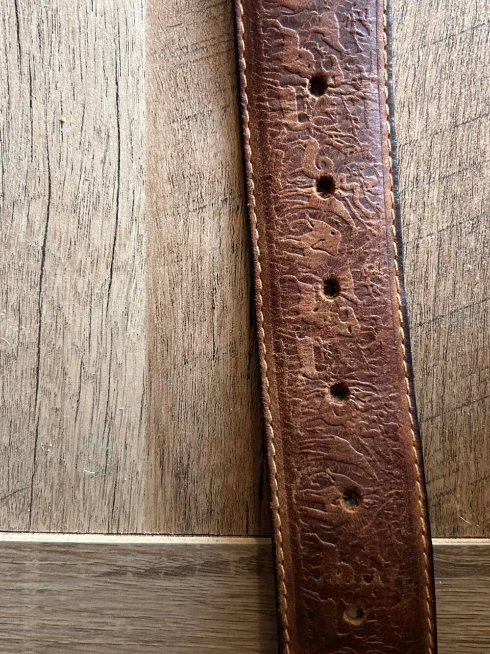 Vintage Lord & Taylor Italian Leather Belt Safari Animal Embossed Western Boho